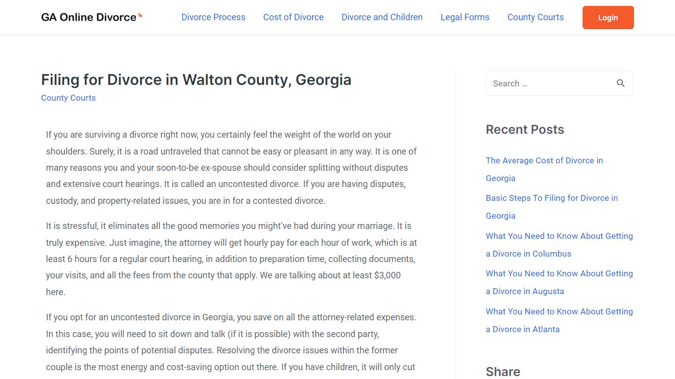 Filing for Divorce in Walton County, Georgia